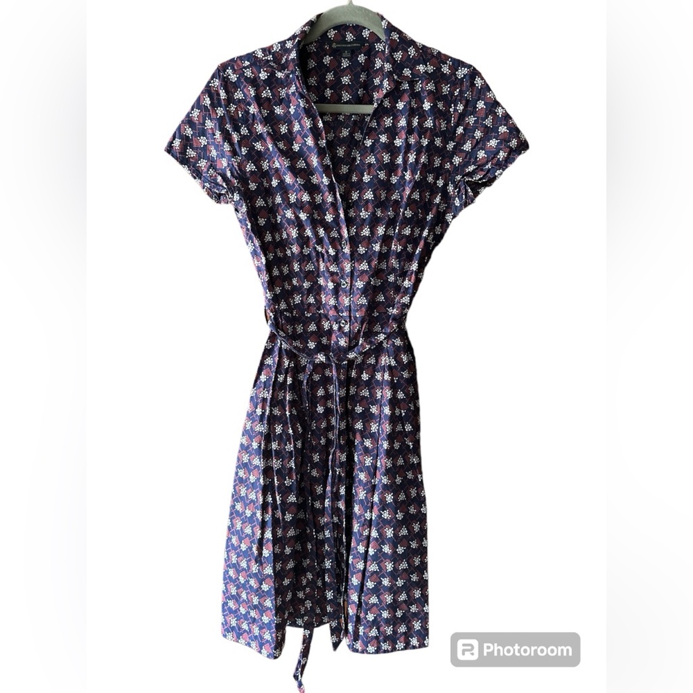 Navy print Brooks Brothers shirt dress. Size 6